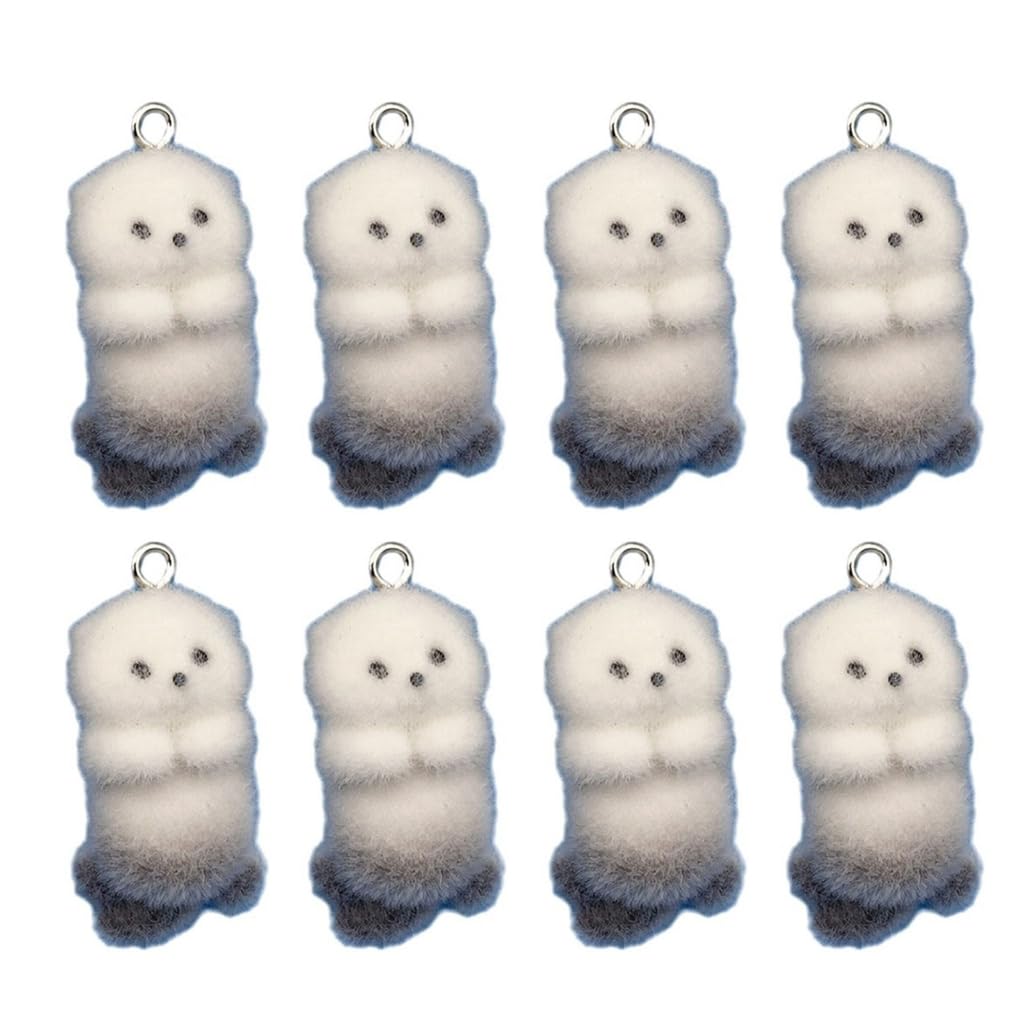 GMBYLBY 4/8 Pack Charm Soft Otters Pendants Flocking Jewelry Supplies For Creative Keychain And