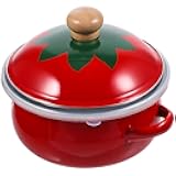 JECOMPRIS Enamel Stew Soup Pot 18cm Small Stockpot with Lid Multi-use Home Cooking Pot Portable Cooking Pan Suitable for Induction Cooktops Random Style