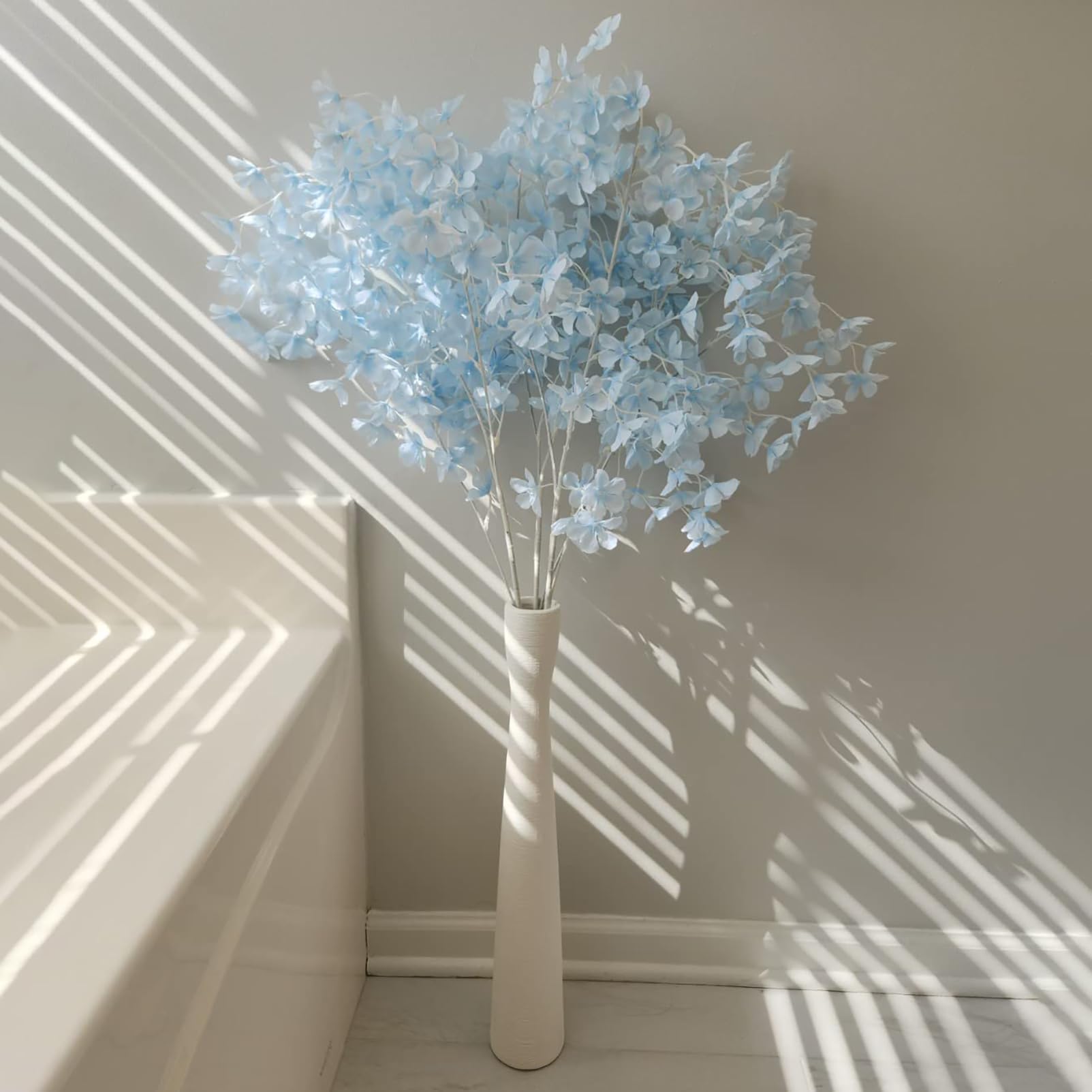AETVRNI Flower Vase 16.5'' Tall White Ceramic Vase,Pampas Grass Vases,Modern Home Decorations,Handmade Brushed Skinny Floor Vases for Decor Living Room,Table,Fire Mantel,Entryway,White 40cm