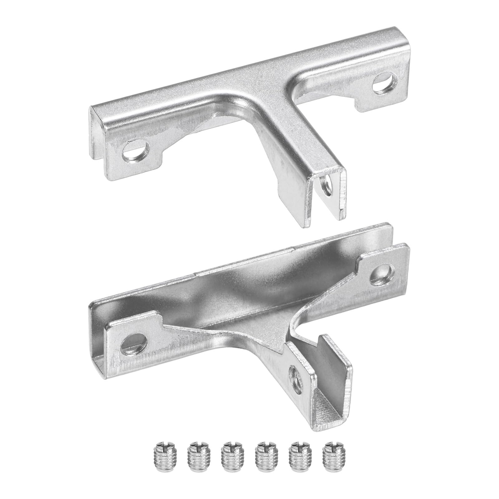 M METERXITY Glass Fixing Clip (3-7mm) 2 PCS - Aluminum Alloy T-Shaped Glass Combination Fixing Bracket & Reinforced Clip Clamp Accessories, Apply to DIY Display Cabinet/Fish Tank