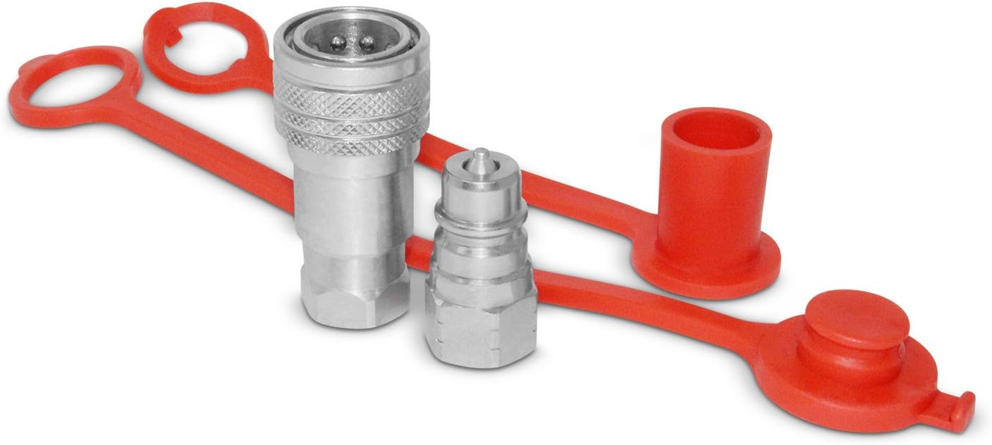 1/4” Ag ISO 5675 Hydraulic Quick Connect Coupler Set, 3/8" SAE (9/16"-18 ORB) Thread