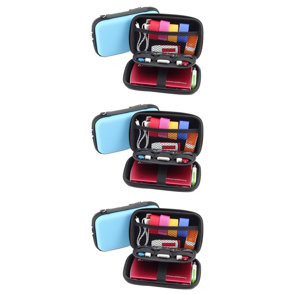 OSALADI 3pezzi Organizzatore Per Accessori Elettronici Da Viaggio Borsa Portatile Per Cavi e Gadget Blu