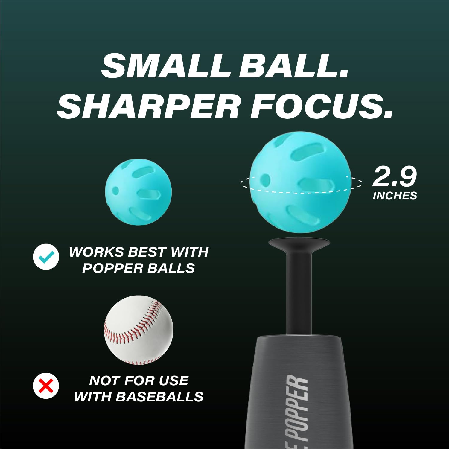 Bandit Sports Tee Popper, Durable Nylon Strength, Batting Tee for Perfect Swings, Baseball Training for Hitting Without a Pitcher 1 Popper Ball Included - 5