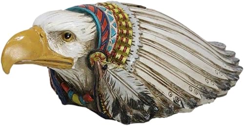 Miniatura 5 de Ebros Gift Wildlife Native Animal Spirit Rústico Águila calva con colorido tocado de jefe indio Piggy Coin Money Bank Jar Figurine