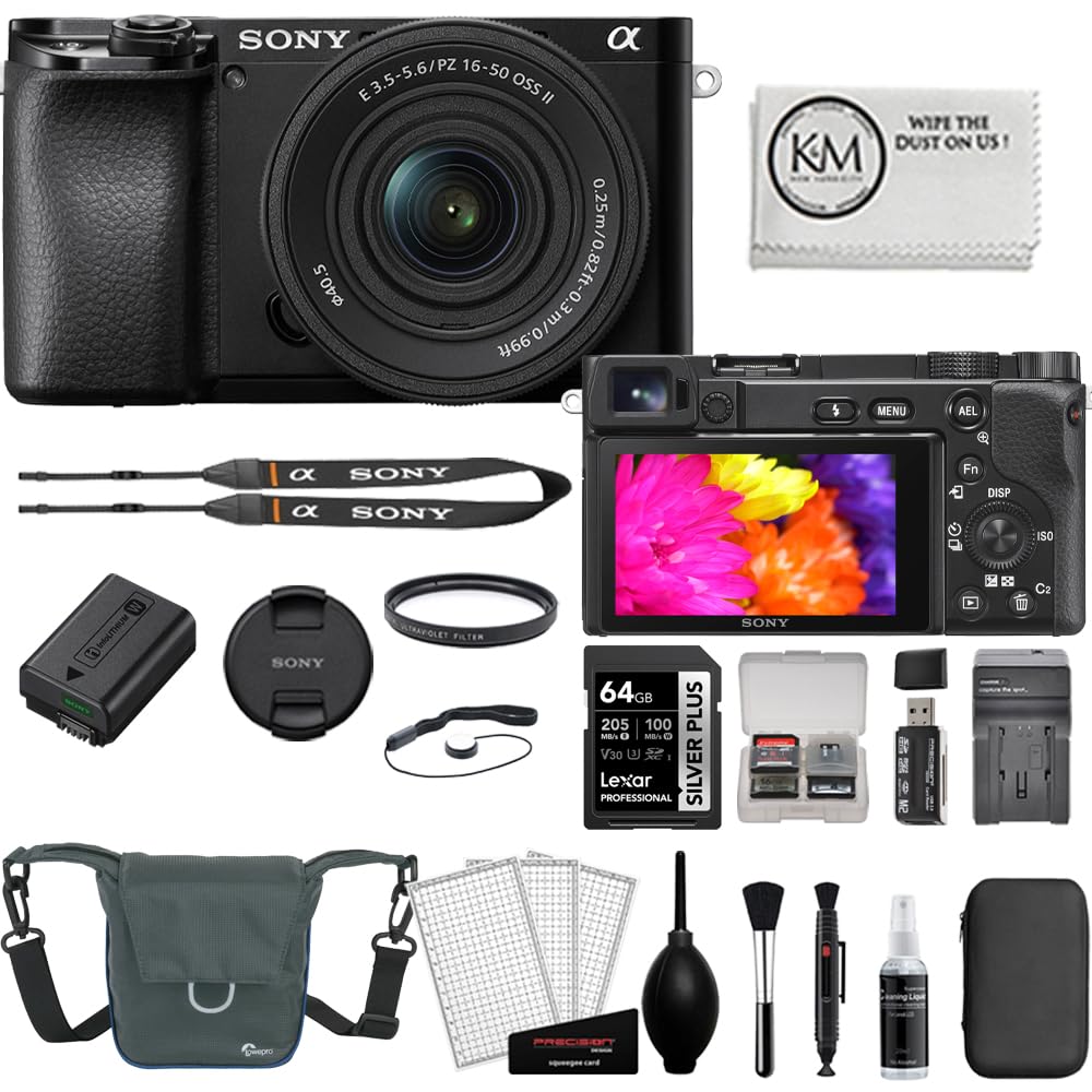 Sony Alpha a6100 Mirrorless Digital Camera with 16-50mm f/3.5-5.6 OSS II Lens Bundle with UV Filter + Memory Card + Card Reader + Memory Case +