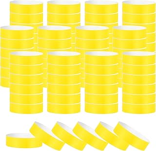 PATIKIL Pulseras para Eventos, 500Pcs Pulseras de Fiesta de Neón, Brazaletes de Papel, Identificación de Conciertos Impermeables de Colores para Entrada a Bares Amarillo Fluorescente