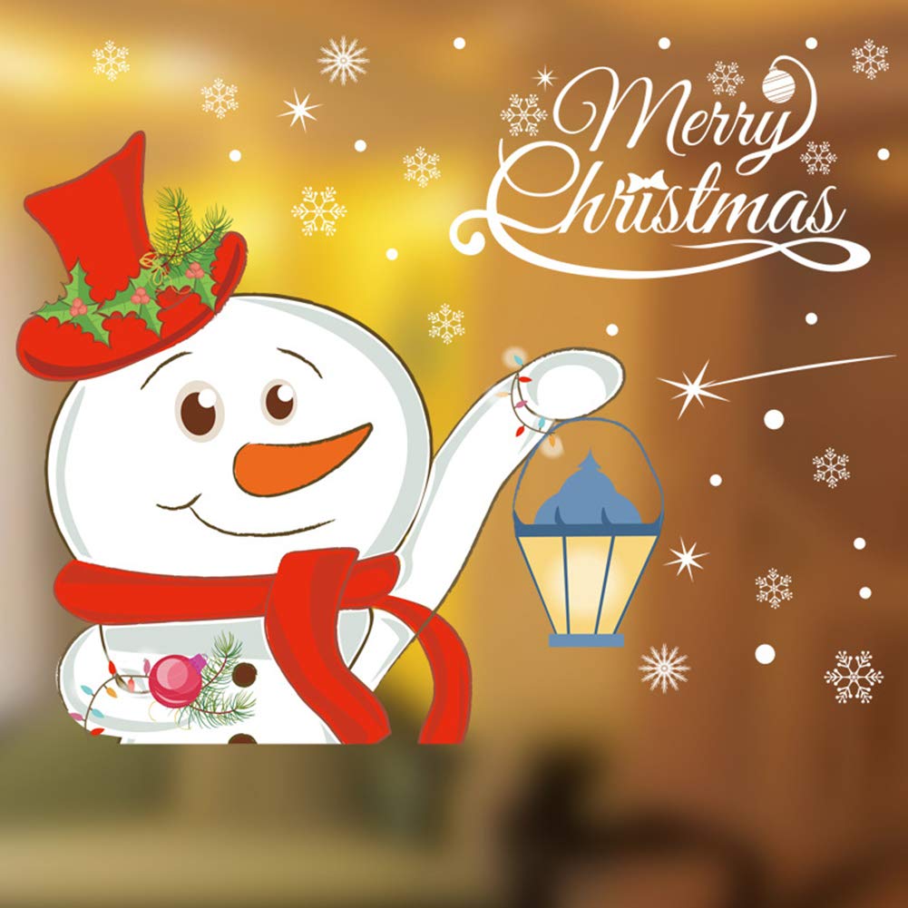 Yuloong I Christmas Windows Static Stickers Clings Removable Vinyl Santa Claus Christmas Tree Snowman Snowflake Deer Diy Wall Window Door Mural Showcase Decal Sticker