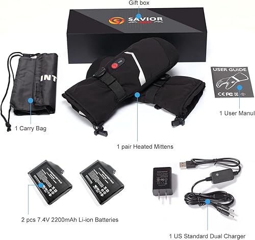 Miniatura 6 de Guantes de esquí con calefacción, guantes térmicos para hombres y mujeres, guantes de batería recargable de 7.4 V para esquí, senderismo