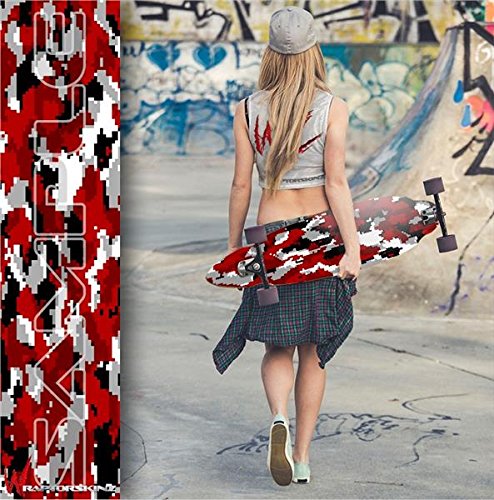 WraptorCamo Digital Camo Red - Decal Style Vinyl Wrap Skin fits Longboard Skateboards up to 10