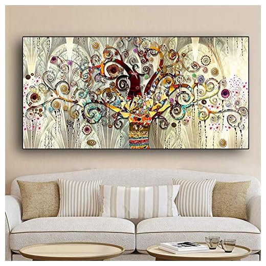 NCHEOI Árbol de la vida de Gustav Klimt paisaje pared arte lienzo carteles e impresiones cuadro moderno de arte de pared para decoración interior del hogar 70x140cm sin marco
