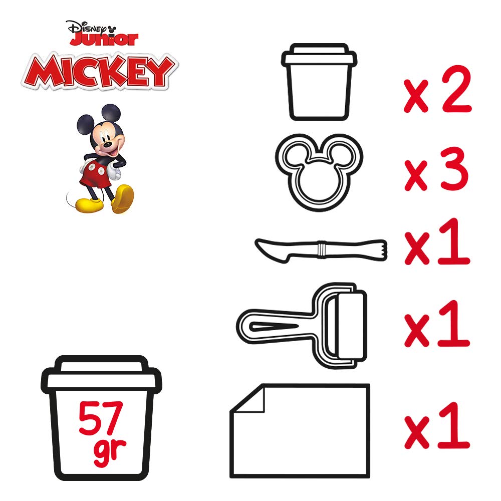 Disney - Knetmasse für Kinder, 3 Jahre, Knetmasse für Kinder, mit Zubehör und Formen, ungiftig, weich, Knete, Koffer Mickey Mouse
