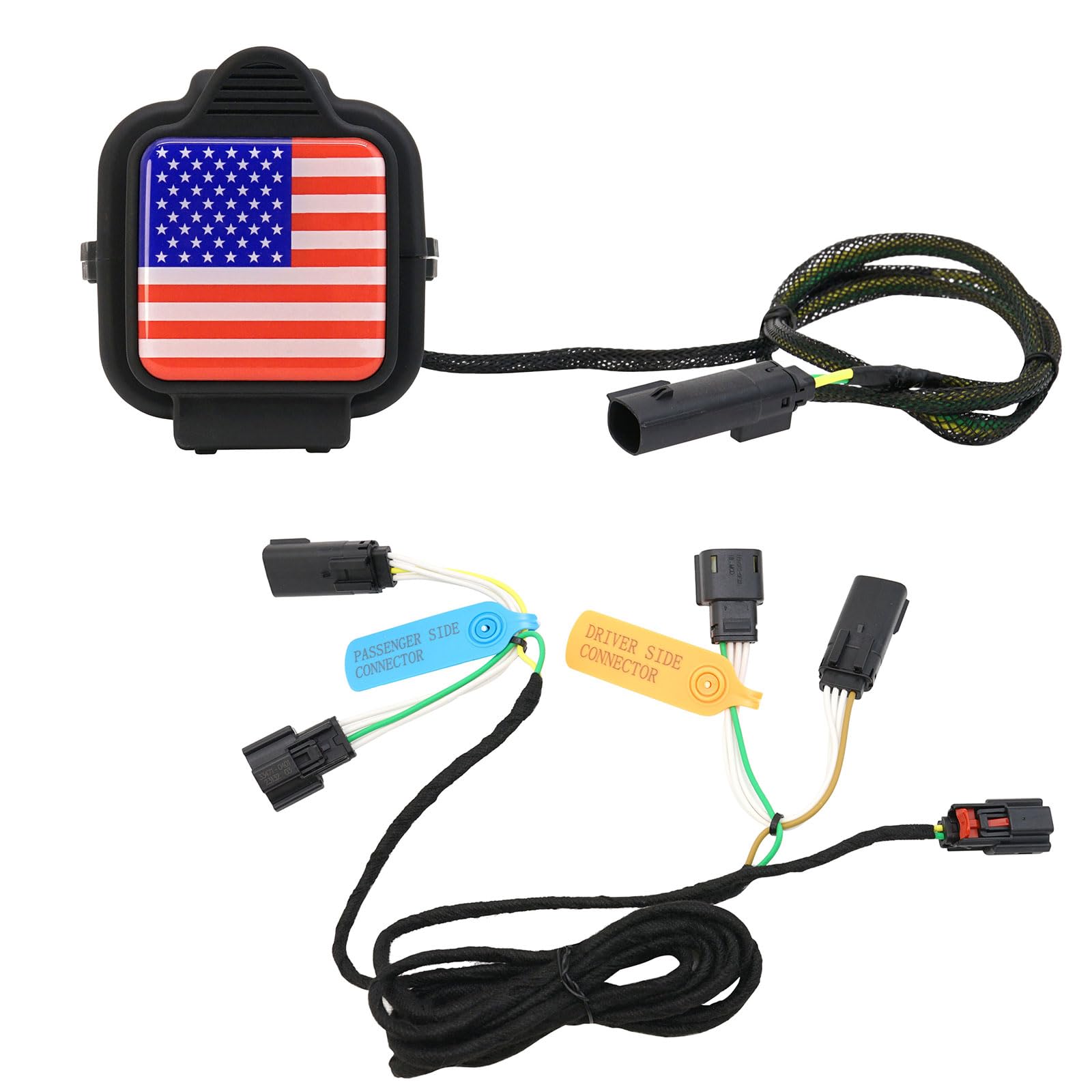 Upgraded Protective Tailgate Sensor Hitch Cap for GMC MultiPro & Chevy Multi-Flex - 2-Inch Receiver, High-Strength Nylon Housing with American Flag Designs, Prevents Tailgate Damage