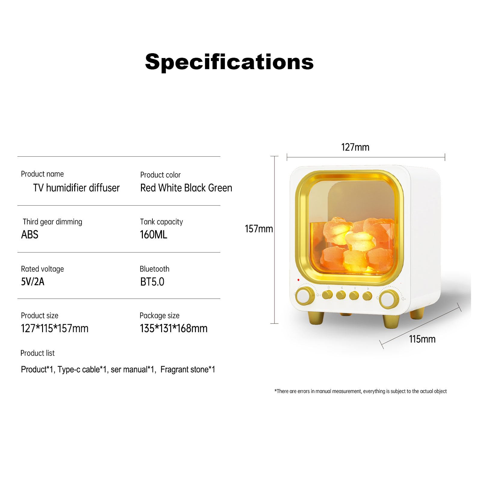 Difusor de Aceites Esenciales, Moderno Diseño 3 en 1, TV Estilo Humidificador Aceites Esenciales, Agregar Agua Encima, Humificador de Aromas, con Luz Nocturna, Reproductor Bluetooth