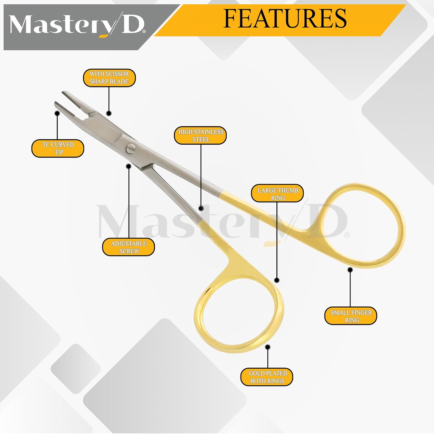 4.5" T/C Gillies Needle Holder Left Hand Serrated Jaw Tungsten Carbide Inserts with Scissors Curved Stainless Steel Dental Emergency Veterinary Instruments