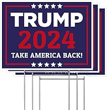 Trump Signs For Yard, Trump Pence Keep America Great 2024 Sign, (3 Pack) 18X24 Inches Double Sided With Metal H Stake Waterproof, 2024 Political Campaign Rally Yard Sign, Trump Signs For Yard, By Armo