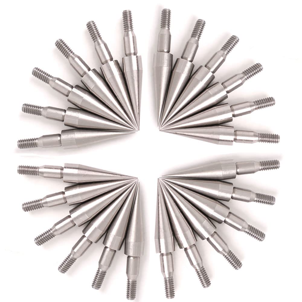 ACCMOS Stainless Steel Screw Thread Arrow Tip Super Sharp Archery Arrow Head 100 Grain Target Field Point for OD 7.4 mm Arrow Shaft, Hunting Arrows Accessories (24pcs)