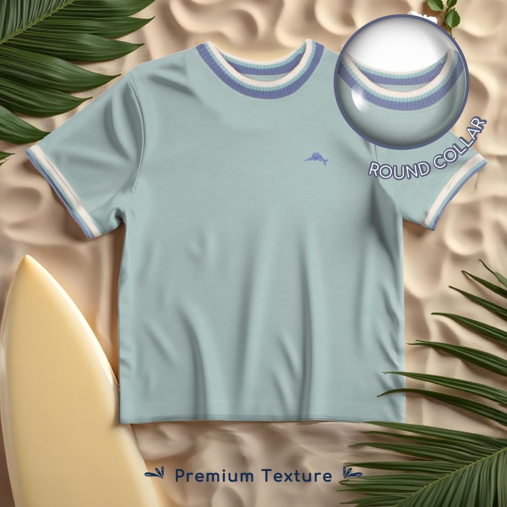 Tommy Bahama Paquete de 3 camisetas de cuello redondo para niños, elegantes camisetas de manga corta para niños, adolescentes y niños pequeños