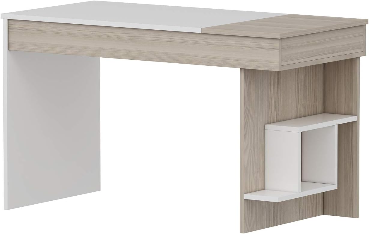 HOMIDEA HIDDEN Bureau - Computer Workstation - Home Office Desk - Writing Table with shelf unit in modern Design (Avola/White)