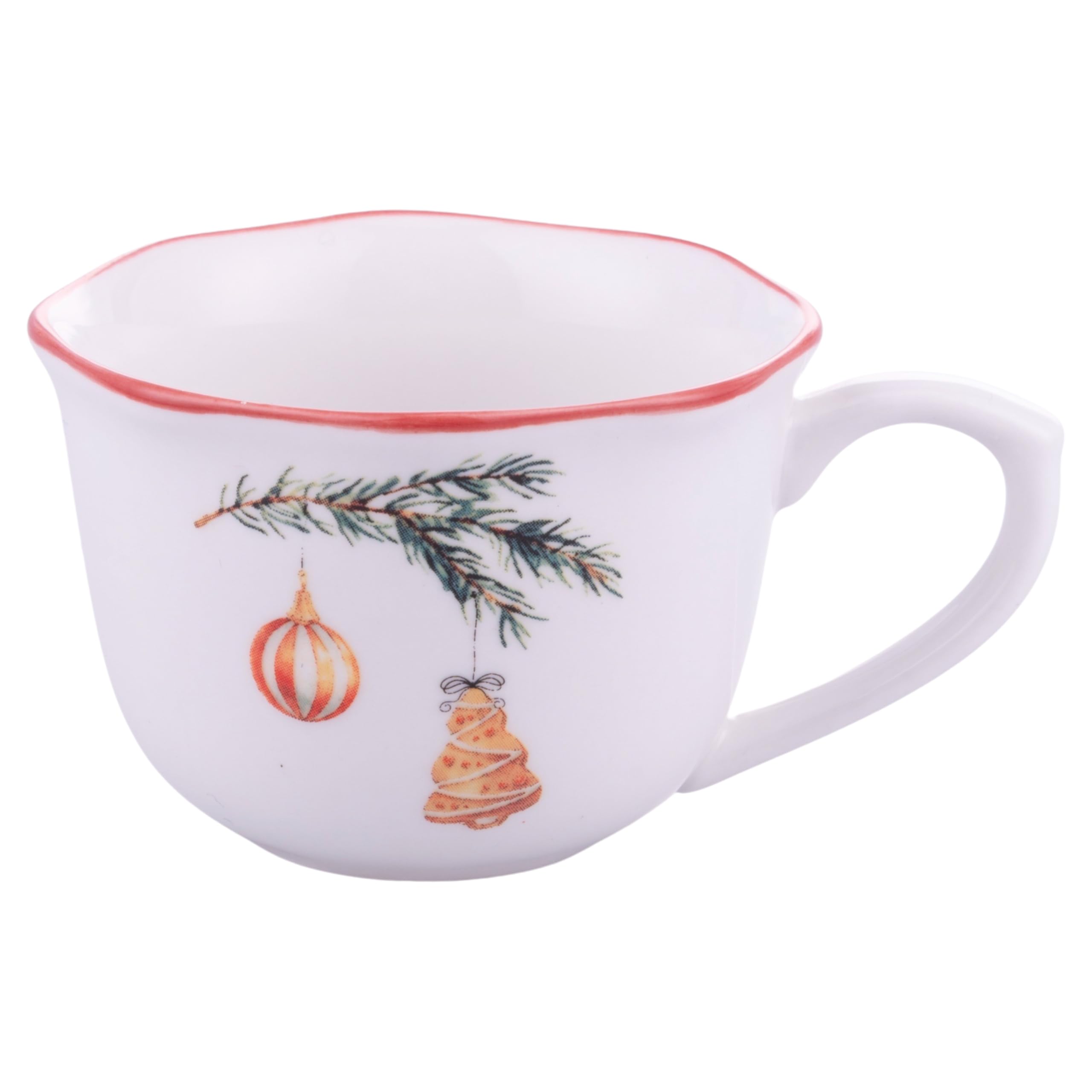 Lot De 2 Tasses à Café Avec Soucoupes Villa D'Este - Porcelaine, Décoration Noël Branche | 100 Ml, Passent Lave-vaisselle