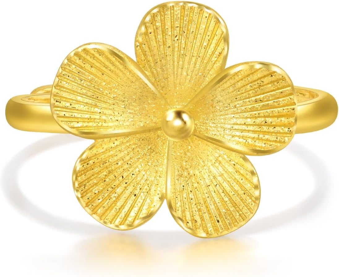 CHOW SANG SANG 999 24K Gold Chinese Wedding Collection Blossom Adjustable Ring for Women 95303R [Size Adjustable]