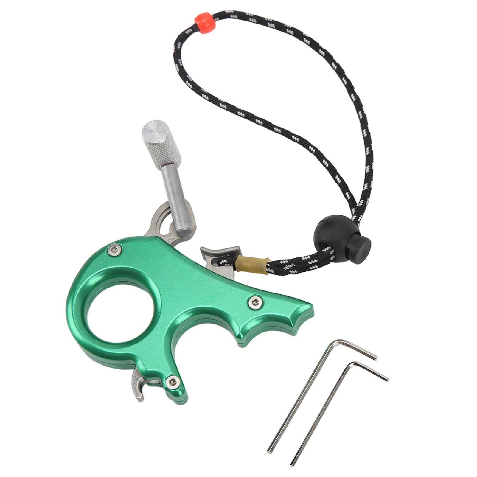Aluminum Alloy Archery Bow Release Aid Adjustable Sensitivity for Outdoor Shooting with 3 Finger Grip (Green)