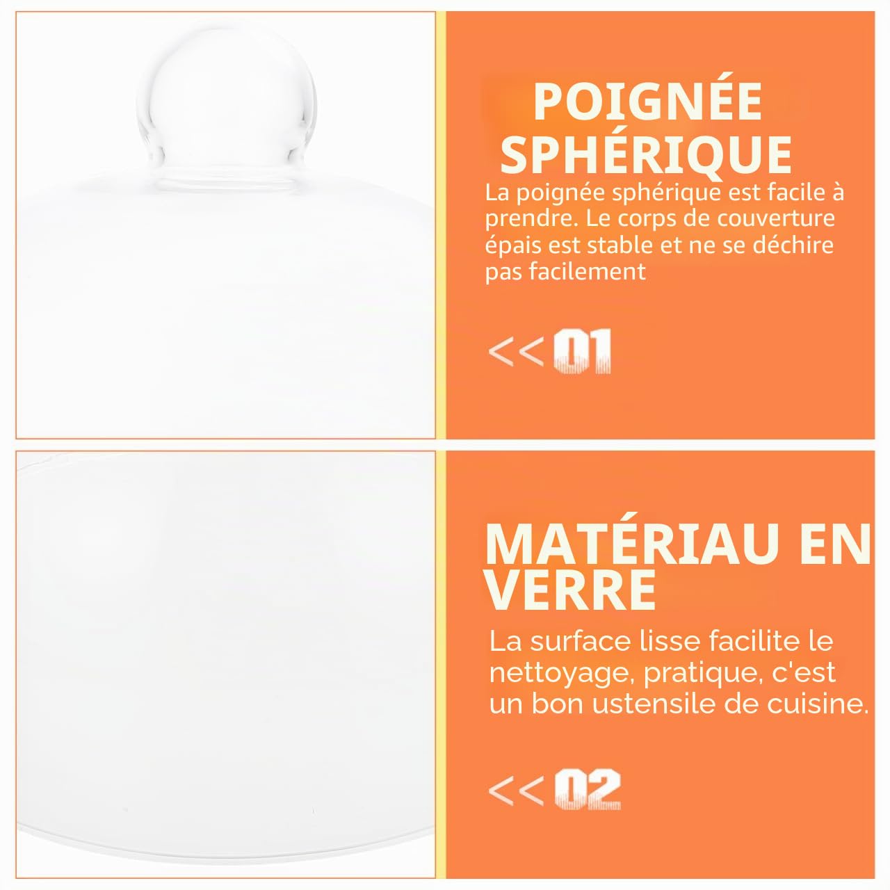 DOITOOL Cloche ronde en verre transparent pour gâteau 21 x 21 cm