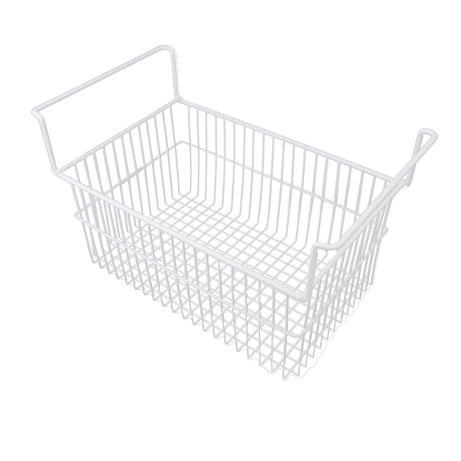 Contenedores organizadores de congelador, 2 contenedores organizadores de alambre de acero de gran capacidad, cesta de congelador con asa para encimeras de armario (56,5 cm de largo x 25,2 cm de ancho