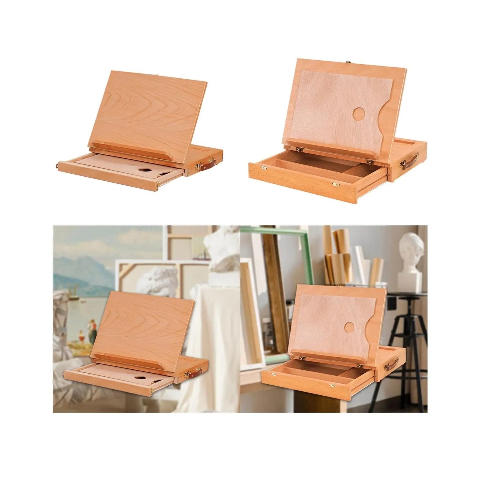 Boîte à croquis en bois avec tiroir pour Débutants Artistes