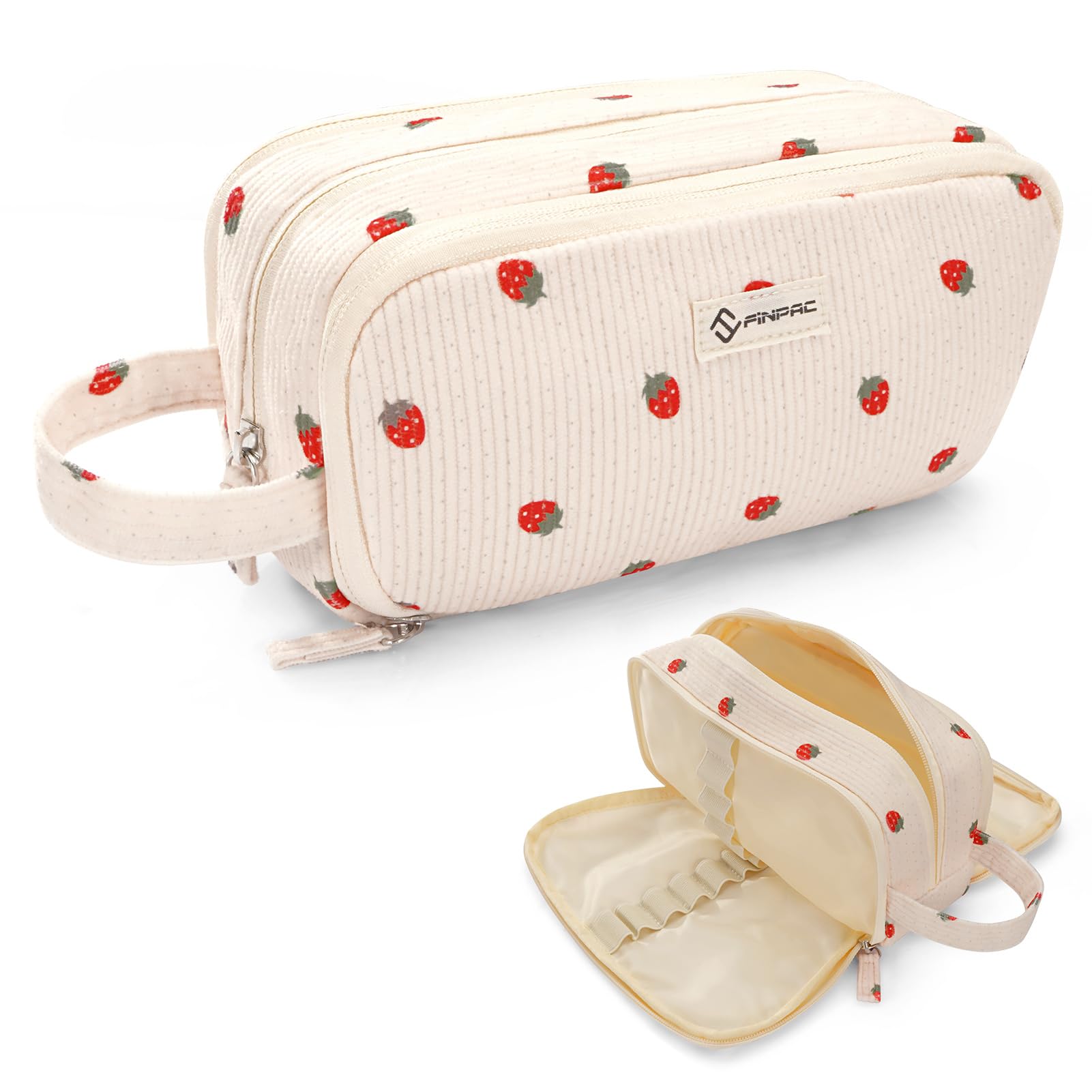 FINPAC Pencil Case, Three Compartment Corduroy Pencil Pouch — image 1