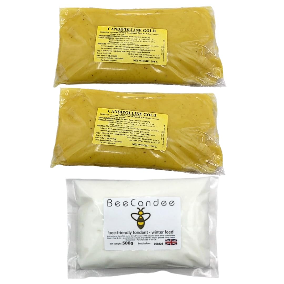 Beekeeping Supplies UKCandipolline Gold - 2 x 500g Packs of Candipolline + 500g BeeCandee - A total of 1.5kg
