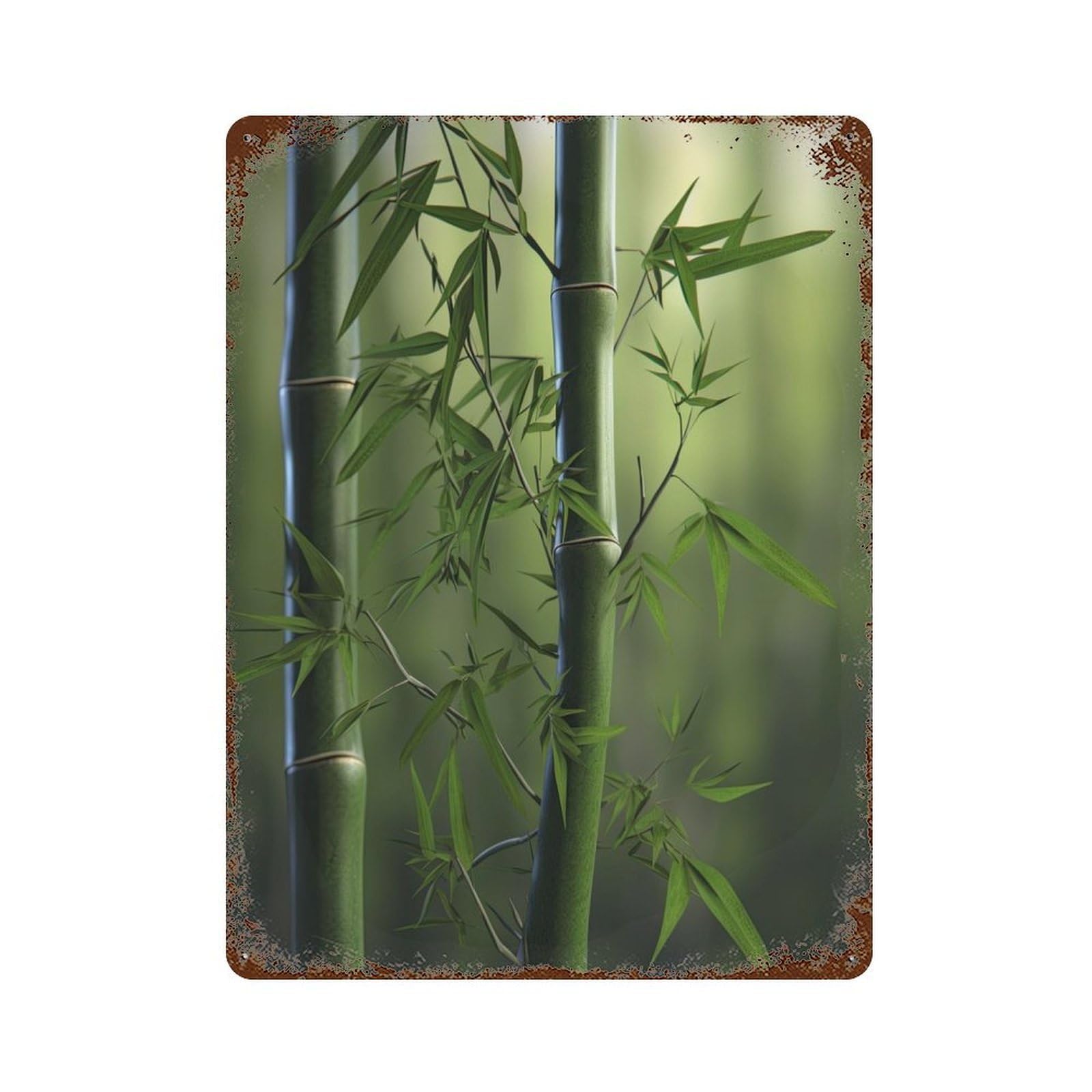 Distressed Metal Wall Sign with Lost in A Bamboo Forest Design 15.7"x11.8", for Living Room, Hallway And Home Decor, Vintage Wall Decor