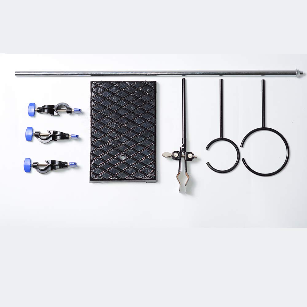 Schwerer Laborständer, 61 cm, Metallware, Ringständer, Industriequalität, Retort-Ständer, Chemielabor, Forschungs-Starter-Set (Eisenguss), 61 cm