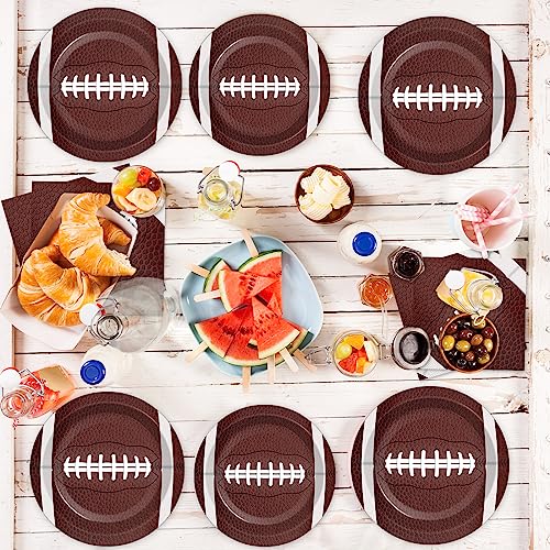Qyeahkj QY0351 Football Birthday Party Supplies Serves 24 Football Party Paper Plates Napkins Set Sports Tablecloth Tableware Kit thumb #6