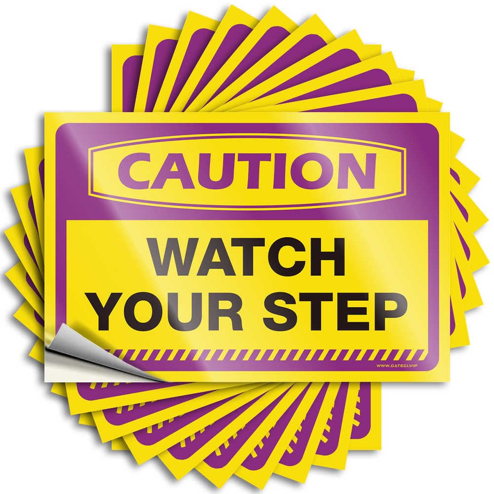 Caution Watch Your Step Decals Front Door Decorations | Half Bottle Removable Decal Pack(6X9CM)