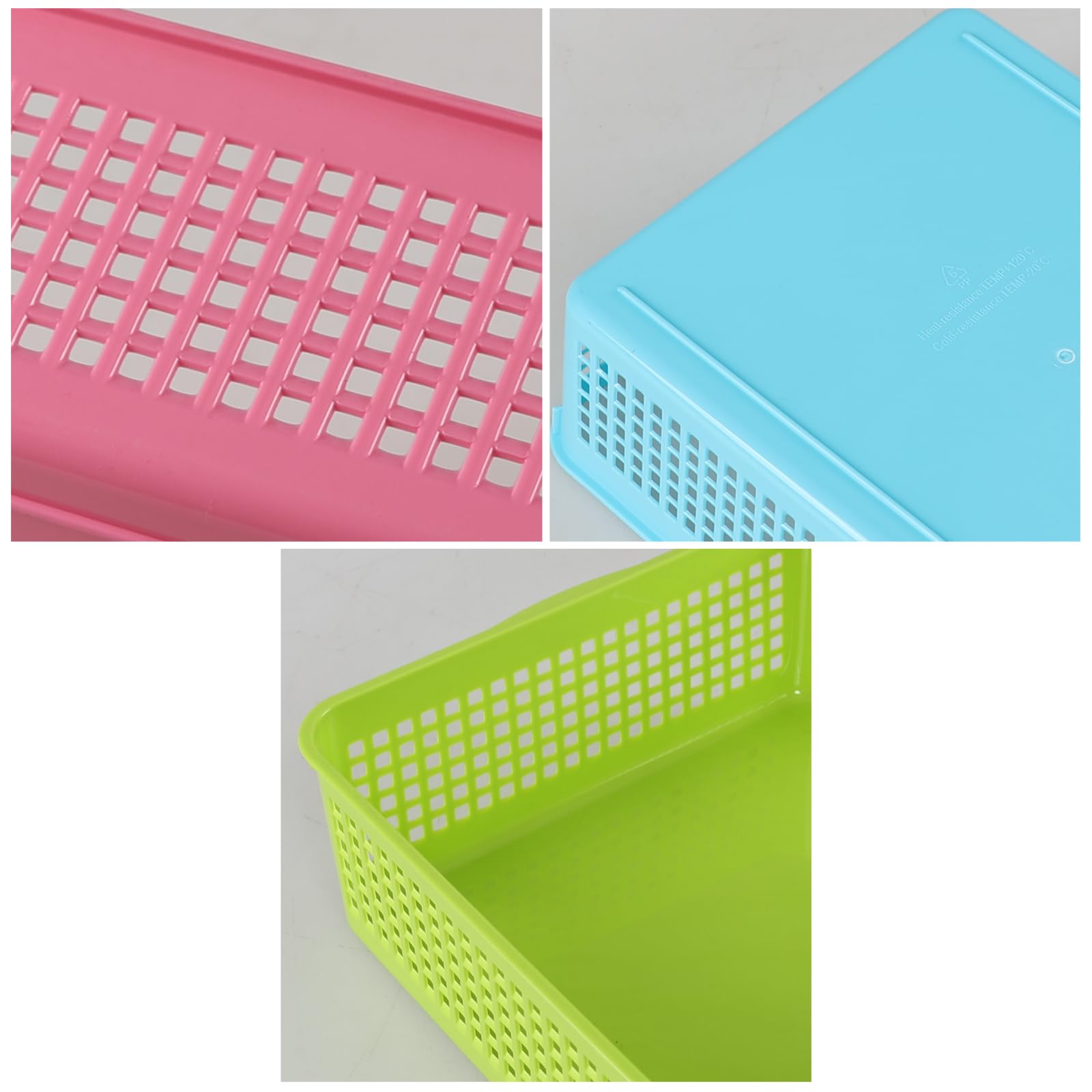 Colorati cestino In plastica Set Di 3, A4 Cestino Rettangolari Plastica