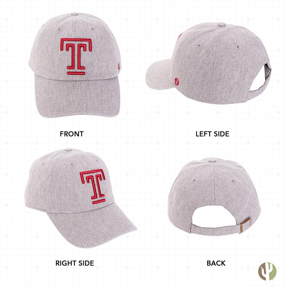 Desert Cactus Temple University Baseball Hat TU Owls Brimmed Embroidered Cap Adjustable Cloth Strap Adult - Image 3