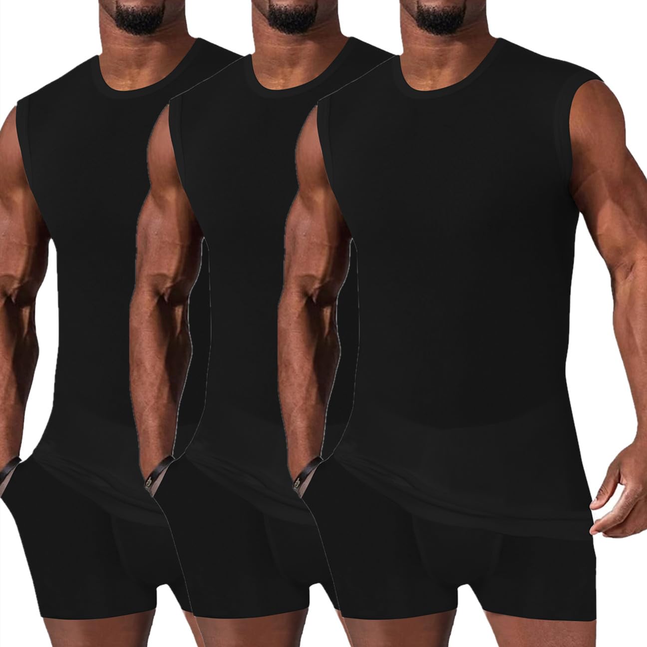 HOTCAT Camiseta de tirantes para hombre, paquete de 3 unidades, de algodón elástico, para fitness, deportiva, gimnasio, entrenamiento, sin mangas