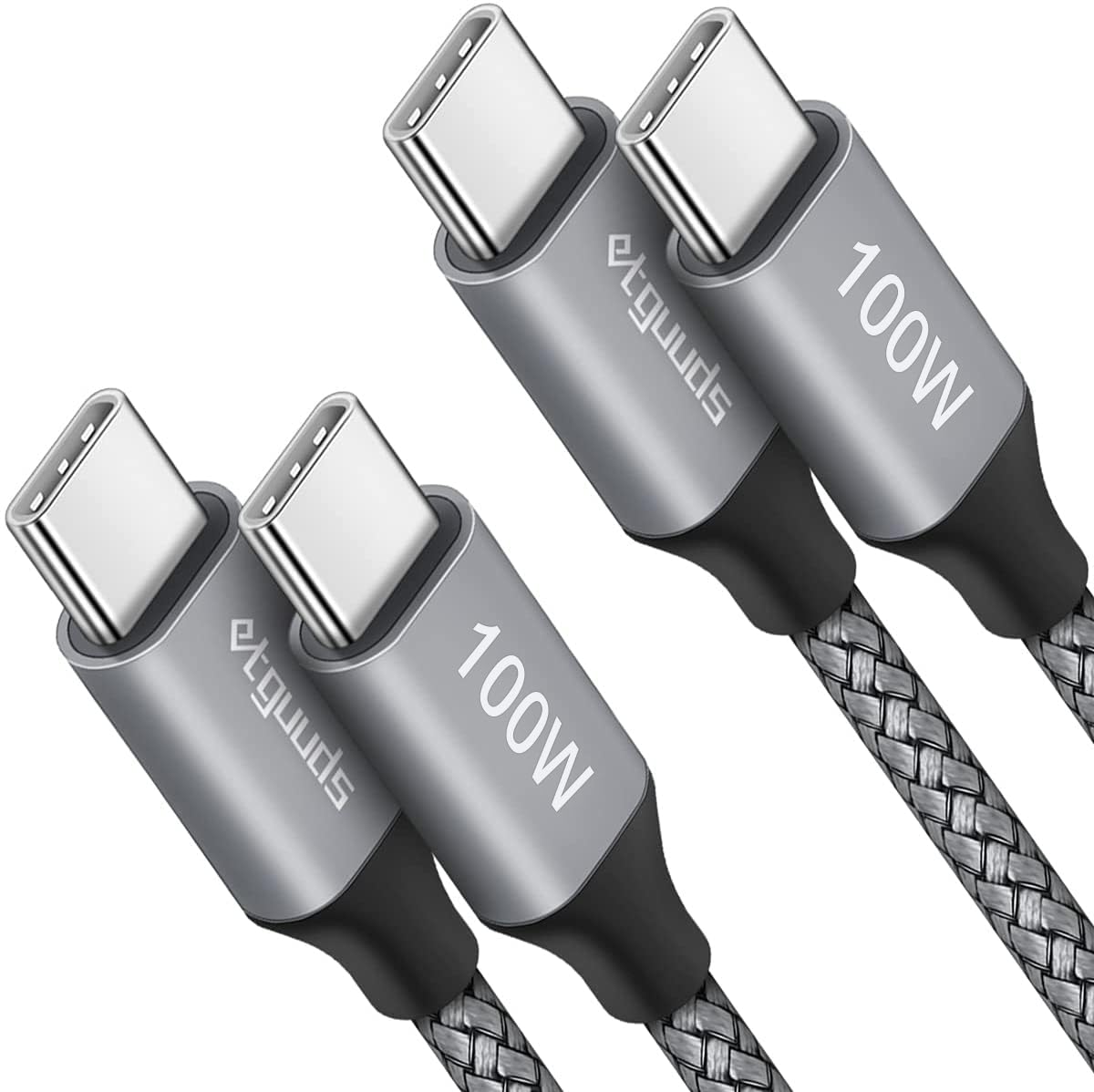 etguuds 2Stück USB C auf USB C Kabel 3M, 100W Lang USB Type C Ladekabel Nylon Schnellladekabel für iPhone 17 16 15 Pro Samsung Galaxy S26 S25 S24 S23 Ultra, Macbook Pro/Air, Pixel, usw
