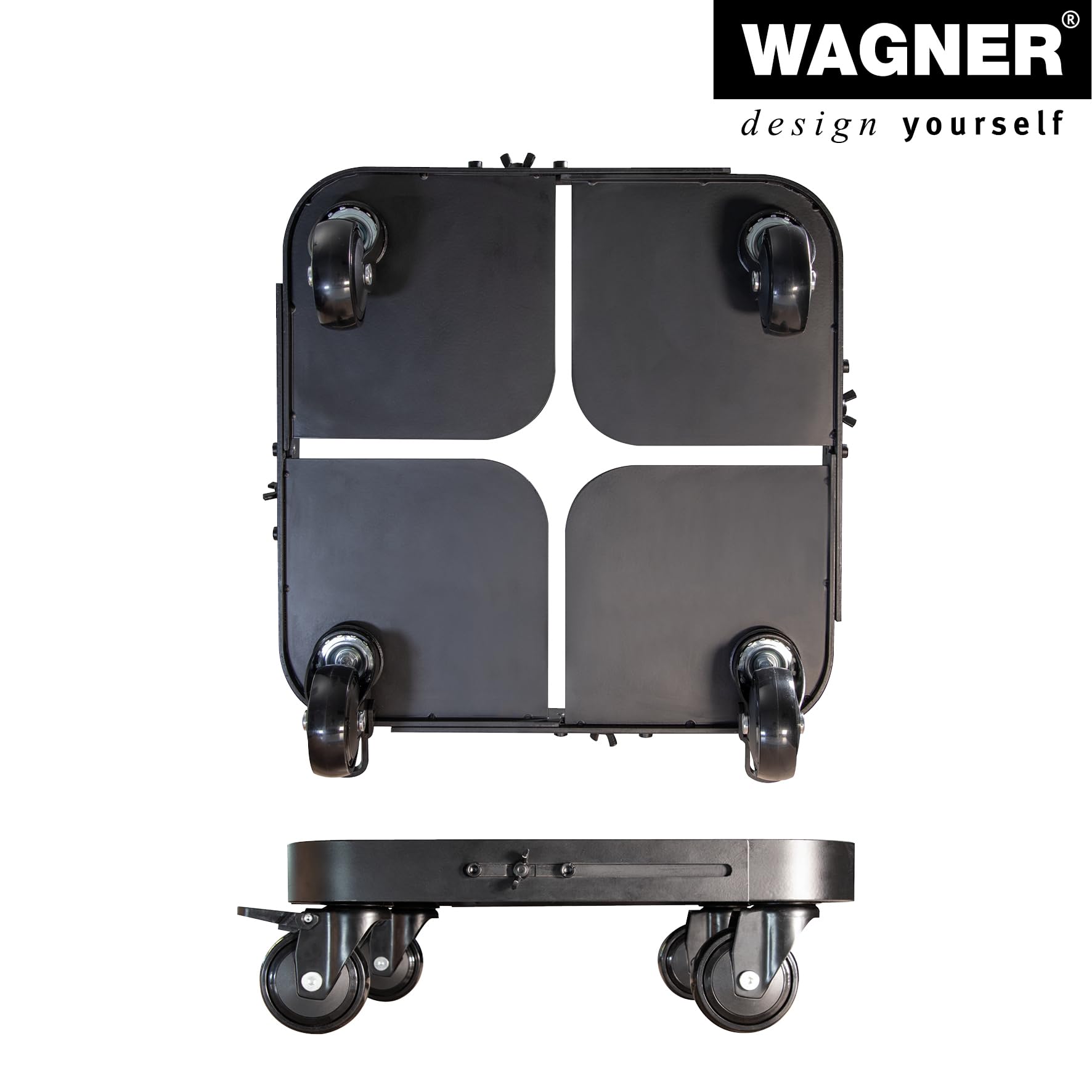 WAGNER Pflanzenroller Sun City Exclusive 40-54 x 13 cm Nutzfläche, stufenlos ausziehbar, Blumenroller für Außenbereich + Innenbereich, Kübelroller Stahl, Tragkraft 200 kg - 20081601