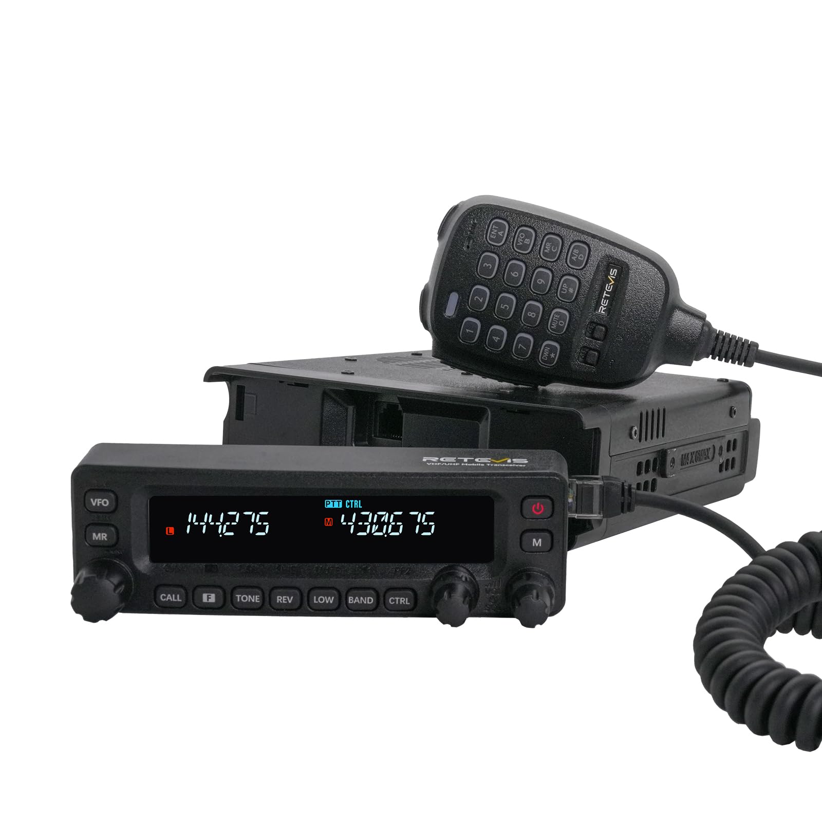 Retevis MA1 50W Dual Band Ham Radio | Cross-Band Repeater & Mobile Transceiver 2-in-1 | Superheterodyne Receiver| Air Band Reception | Detachable Control Panel | Noise Reduction Base Station