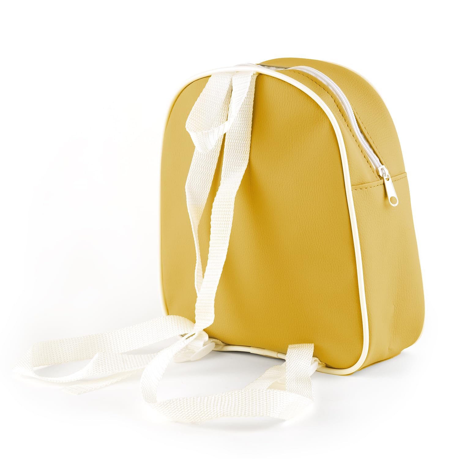 Mochila Bebe Guarderia Personalizada Dinosaurio Mostaza | Mochila Polipiel con Nombre Bordado Personalizado | Mochilas Infantiles con Asas regulables | Fácil Limpieza y Diseño Exclusivo