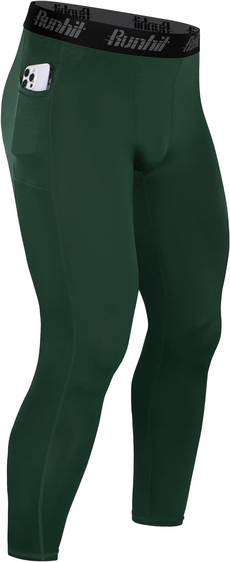 RunhitMens Compression Pants Running Tights Pockets Sports Leggings Spandex Workout Cycling Athletic Thermal