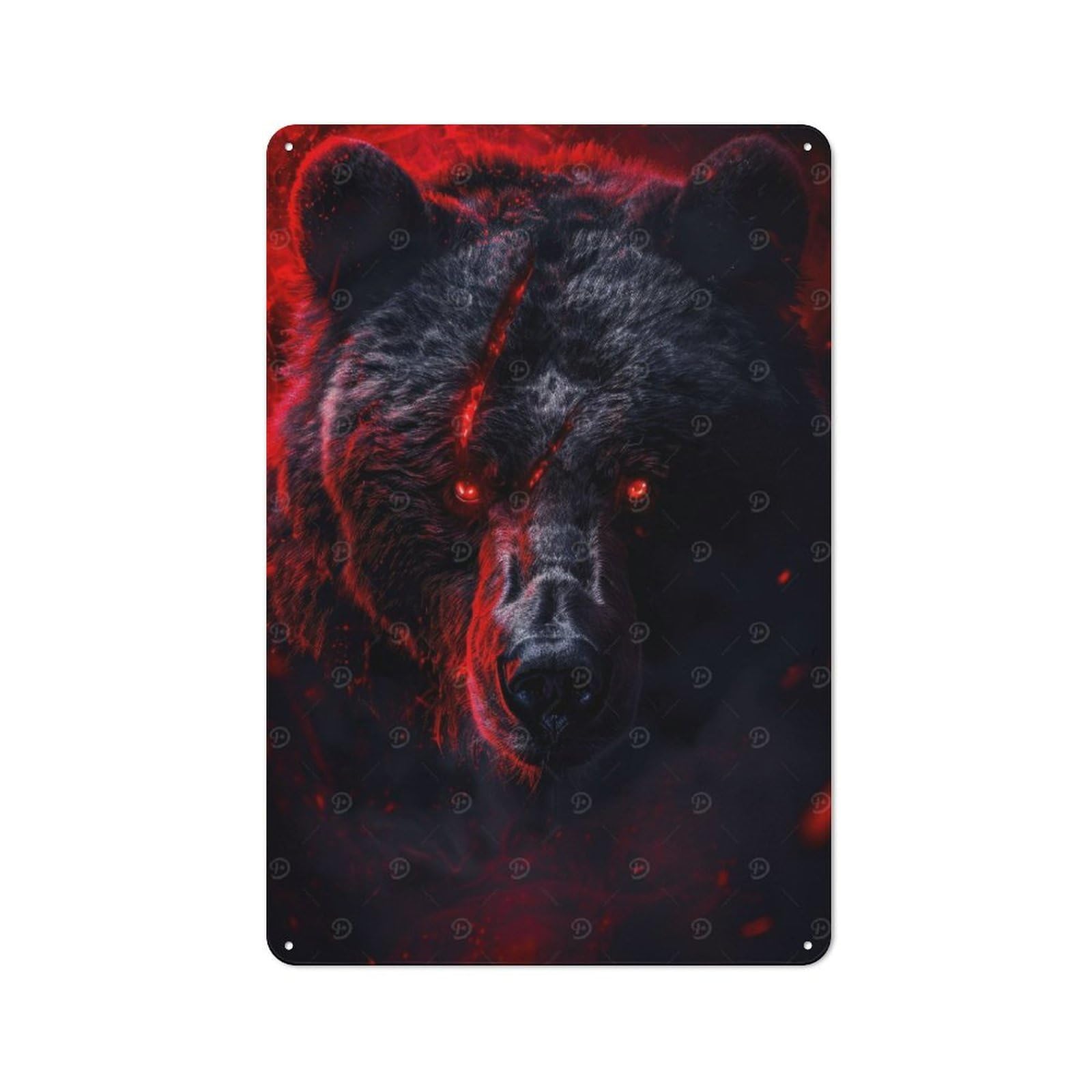 Junmoney Inferno Eyes Of The Bear Retro Tin Sign 30X20cm For Workshop Wall, For Home Interiors And Metal Sign Collectors