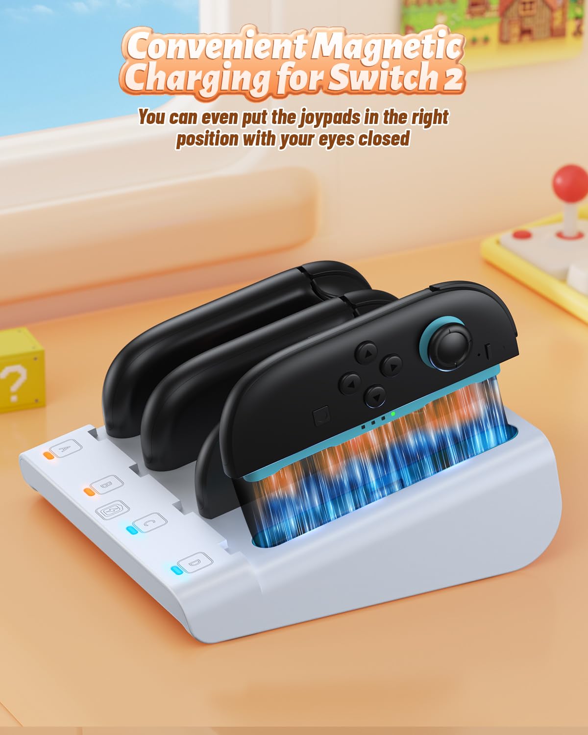 RGB Caricatore per Switch 2/Switch 1, FASTSNAIL Dock di ricarica compatibile con Switch 2 per Joycon 2, Controller accessorio per Switch 2/Switch 1