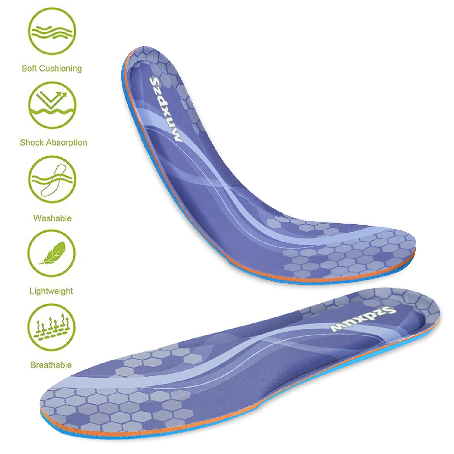 Szdxuw 2 paia Solette in Memory Foam Donna Uomo - Inserti per Scarpe Regolabile alla Misura Comfort Traspirante, Inserti Per Scarpe Da Ginnastica, Lavoro, Sportive E Stivali, Blu Navy Uomo