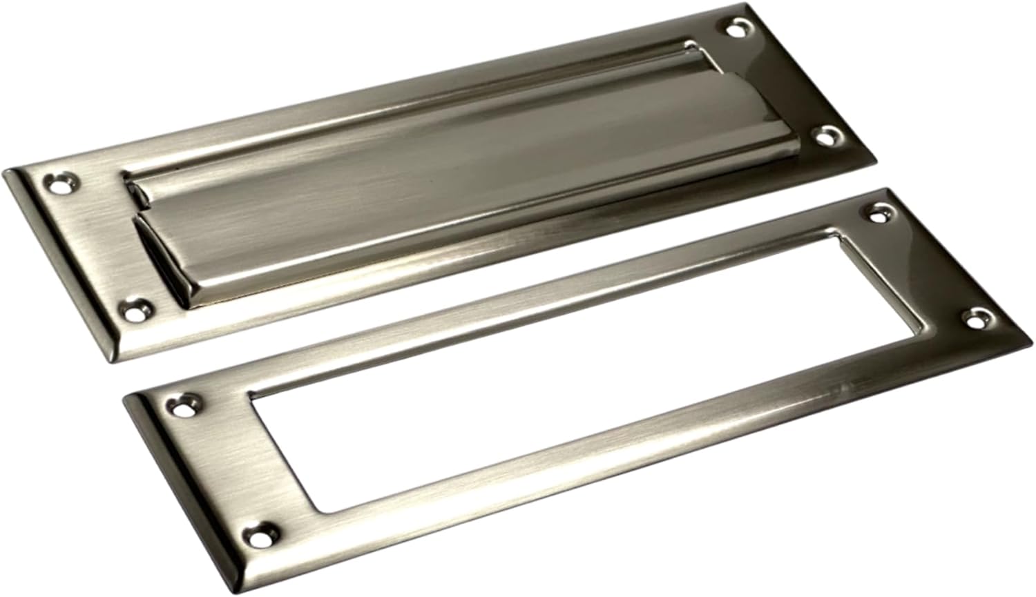 QCAA Soild Brass Mail Slot, with Solid Brass Interior Frame, 8-7/8''X2-7/8" Satin Nickel 1 Pack, Made in Taiwan 1 Pack Satin Nickel