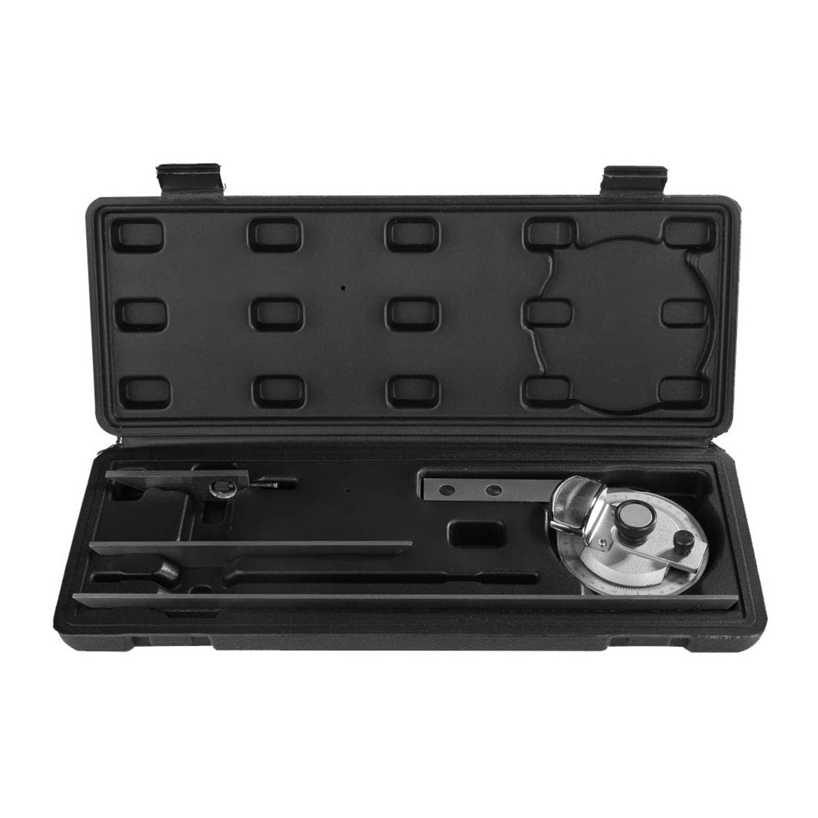 Rapporteur d'angle, mesure précise de 0 à 360 mm, en acier au carbone, avec loupe et boîte plastique for la d'angles internes externes