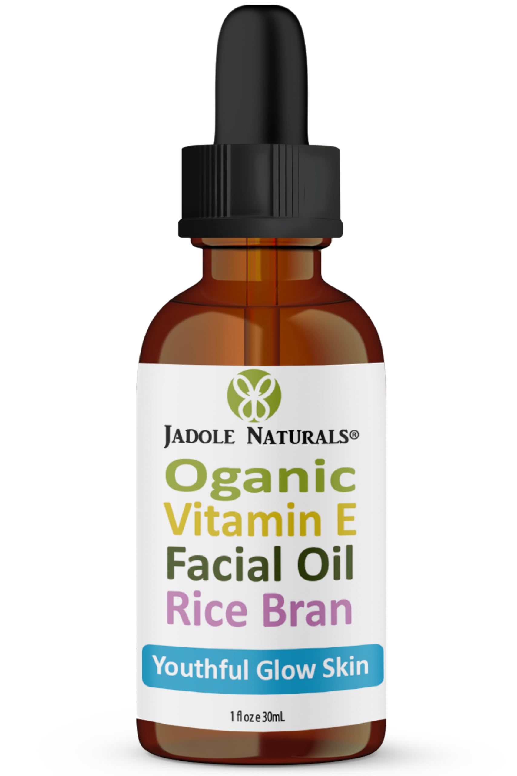 Jadole Naturals Organic Vitamin E & Rice Bran Oil-30ml Facial Serum for Youthful Glow | Nourishing Formula of Jojoba, Avocado, & Lavender Essential Oils to Repair Damaged Skin, Hydrate & Brighten Skin