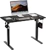 ERGOMAKER Electric Standing Desk 110x60cm, Height Adjustable Desk with Memory Handset, Stand Up Desk with Hooks for Home Office, Black