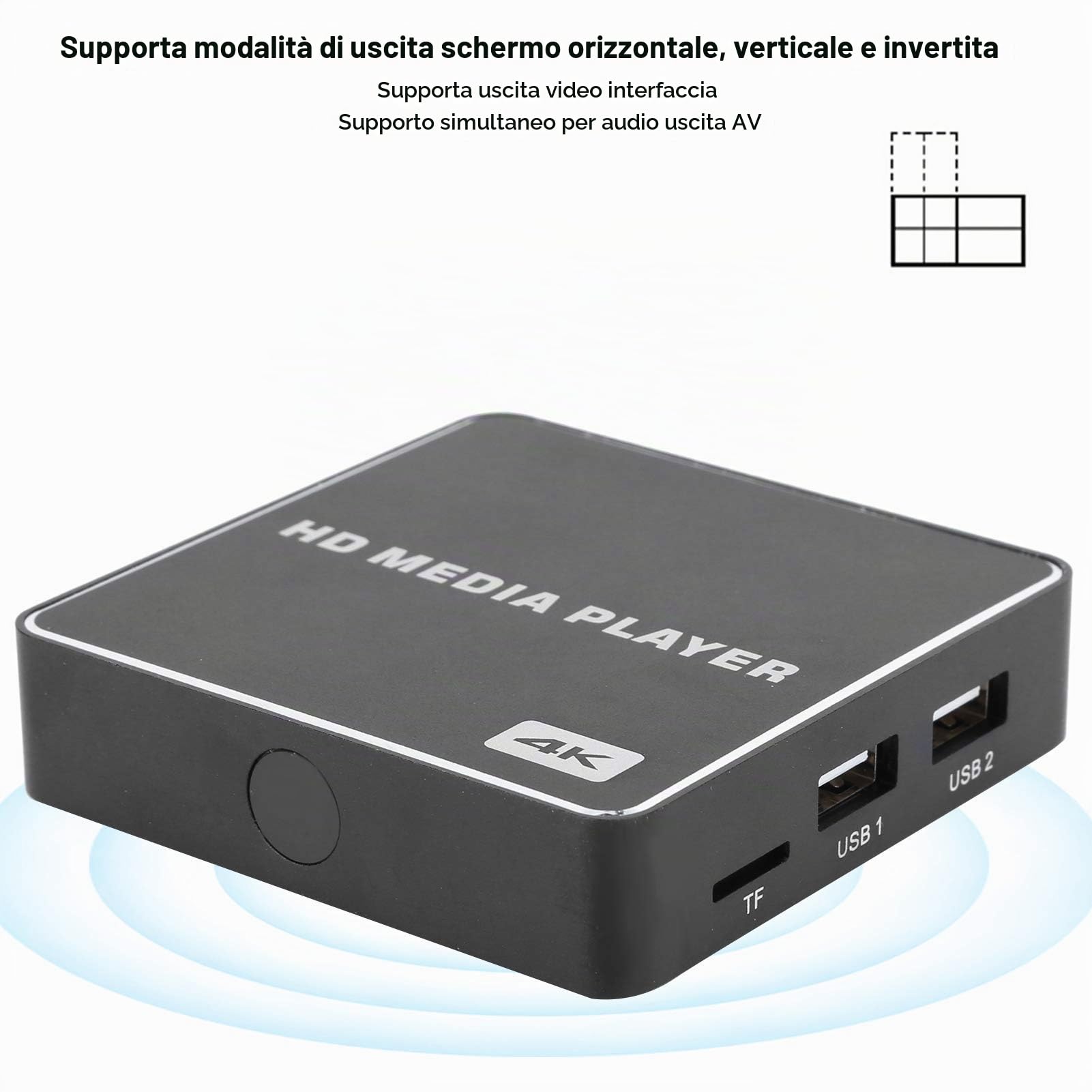 Smart Media Player, Mini TV Box Ultra HD, TV Box HDMI 4K, Lettore multimediale 1080P, Supporto USB 4K 10Bit H.264/H.265 32G 100-240V, Android 4.4.2, OTA